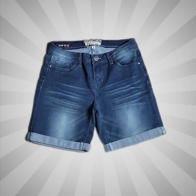 Pantalones Cortos Vaqueros Hot Kiss Denim ~ Talla 1 ~ Azul ~ Tiro Bajo ~ Entrepierna de 6" Foto 1 de 4