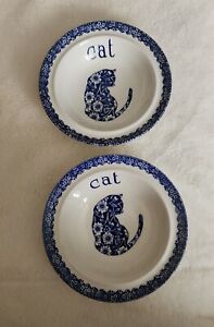 Pair Of Calico Cat 6" Bowls - Burleigh Staffordshire England