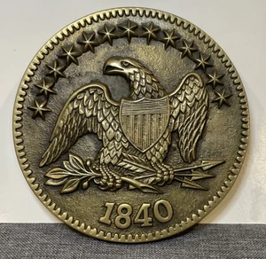 Brass USA 13 Stars American Eagle Shield Arrows Olive Branch 1840 6" Wall Plaque - Picture 1 of 8