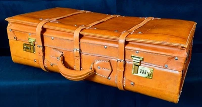 Handcrafted Leather Suitcase Custom Made in Bali by Special Order Batik Interior - Image 1 of 4