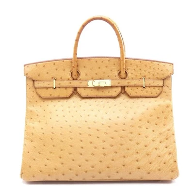 Hermes Birkin 40 Natural Ostrich Handbag Women Beige One Size - Image 1 of 4