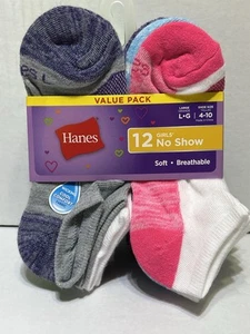Calcetines Hanes Niñas Cool Comfort Malla No Show Paquete de 12 Suaves Transpirables Grandes 4-10 - Imagen 1 de 4