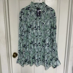 Michael's Para Hombres L Verde Floral 100% Lino Ligero Manga Larga Hecho en EE. UU. NUEVO CON ETIQUETAS - Imagen 1 de 17