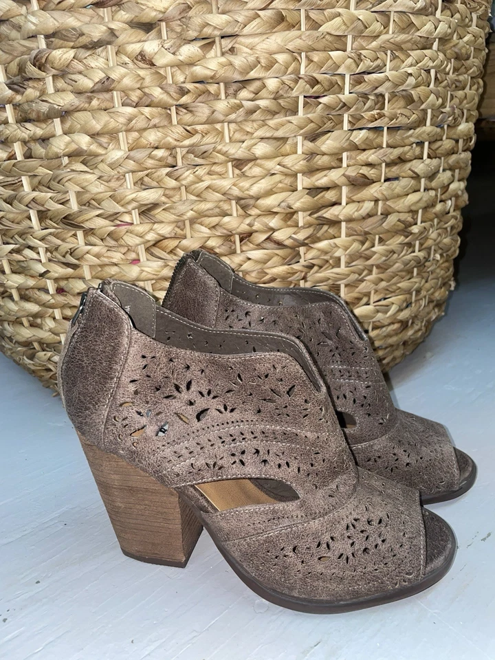 Women's Peep Toe Cutout Suede Booties - Image 1 of 3