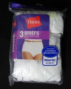 Hanes 100 % Baumwolle weiß Slips keilabsatzfrei 3er-Pack neu 2009 Damengröße 12 D40LWH - Bild 1 von 8