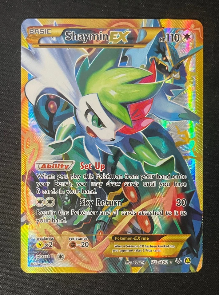 Juego de cartas coleccionables Pokémon Shaymin EX 77a/108 ultra raro arte alternativo promoción LP Foto 1 de 2