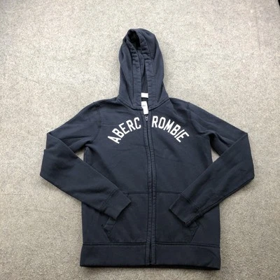 Abercrombie Kids Hoodie Youth 13/14 Navy Blue Full Zip Sweatshirt Spell Out Logo - Image 1 of 4