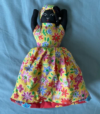 VINTAGE TOPSY TURVY FLIP DOLL DOUBLE SIDED CARIBBEAN STYLE CLOTH DOLL WOMAN 10” - Image 1 of 4