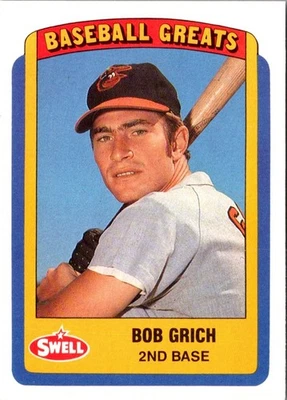 1990 Swell Baseball Greats Bob Grich #58 Baltimore Orioles Baseball Card - Image 1 of 2