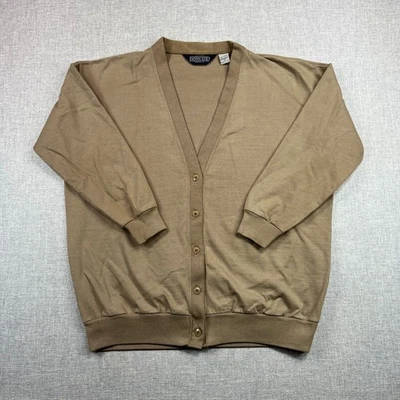 Vintage 90s Lands' End Tan Cotton Cardigan Women Small USA Made Lightweight Knit - Image 1 of 4