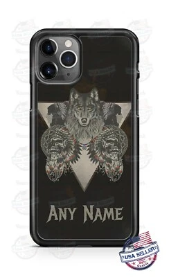 Funda de teléfono misteriosa calavera y lobo indio nativo para iPhone Samsung LG Google Foto 1 de 4