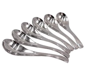 6 Pack Stainless Steel Soup Spoons Short Handle Asian Ramen Spoons Silverware - Picture 1 of 7