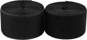 2" x 3 yds BLACK Sew on Hook & Loop Strips Non-Adhesive Nylon Fabric Fastener - Picture 1 of 5