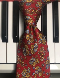 PAUL VERLAINE - PARIS / Vintage französische Blumen Foulard Seidenkrawatte mit maritimem Motiv - Bild 1 von 9
