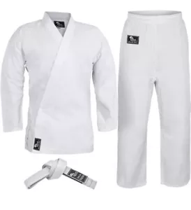Kinder Falke Karate Schüler Uniform weiß Größe 1 (90 Pfund 4’6") Kampfsport mit Gürtel - Bild 1 von 2