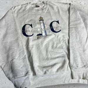 Vintage Cape Cod Lighthouse Crew Neck Pullover Sweatshirt Size L - B4 - Picture 1 of 6