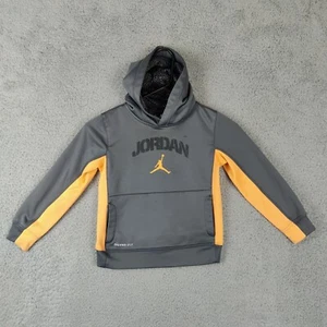 Jordan Hoodie Grey Boys Size 4 Hoded Sweater Long sleeve Therma Fit Graphic - Picture 1 of 15