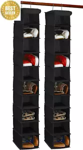 Simplehouseware 2 Pack 10 Shelves Hanging Shoe Storage Organizer - Closet, Black - Picture 1 of 12