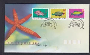 COCOS Islands 1998 FISH Marine Life conjunto de 3 a $5 en FDC - - Imagen 1 de 1