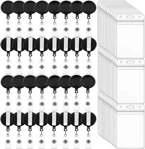 100 Pack ID Badge Holders with Retractable Badge Reels Clip for Doctor Nurse - Picture 1 of 7