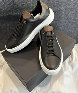 Goodman Brand Legend London Black Dark Vachetta Sneakers Italian Leather New - Picture 1 of 9
