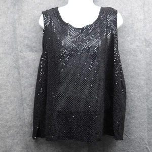 Notations Women’s Blouse Sleeveless Black with Sequins Size 1X - Picture 1 of 8