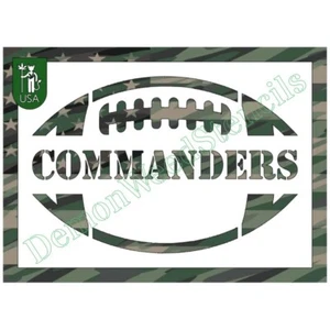 7"x10" Clear Plastic Stencil - Commanders Football (SCA142) (.007") - Picture 1 of 2