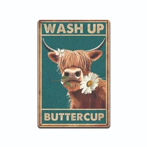 WASH UP BUTTERCUP FUNNY SIGN 8" X 12" METAL BATHROOM SIGN MADE IN THE USA - Picture 1 of 5
