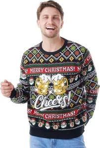 Giggling Getup Herren Ugly Christmas Sweater Cheers Light Up Gr. Medium, - Bild 1 von 7