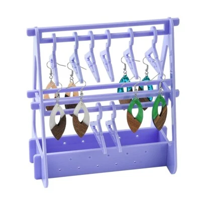 Purple Acrylic Earring Display Stand Earring Hanger 2-Layer Storage Display Rack - Image 1 of 4