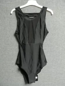 Evil Twin Cut away One Piece Swimsuit Black UK M LN022 OO 08 - Picture 1 of 4