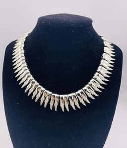 Coro 1960’s Cleopatra Egyptian Revival Choker Silver Tone Statement Necklace VTG - Picture 1 of 13