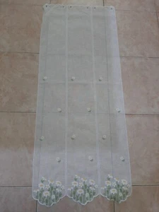 Tirolese Tendina A Moduli A Vetro Smerlata 120cm Alta Con Asole e Margherite - Foto 1 di 2