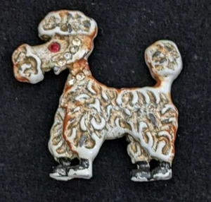Vintage Enamel Metal Poodle in Boots Pin 1950s - Picture 1 of 4