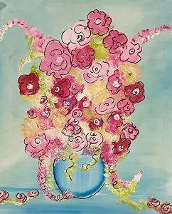 hand painted wild flowers floral summer wall decor art sign canvas panel custom - Picture 1 of 3