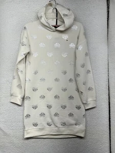 Tommy Hilfiger Hoodie Dress Girls Youth Extra Large White Heart AOP Sweatshirt - Picture 1 of 12