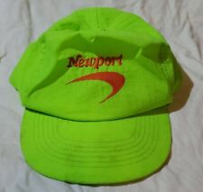 Vintage 80s Newport Cigarette Neon Green Nylon Snapback Hat Embroidered Logo