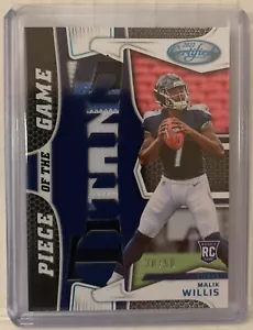 Malik Willis 2022 PANINI CERTIFICATO ROOKIE PEZZO DEL GIOCO RELIQUIA #30/50 RC blu - Foto 1 di 3
