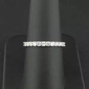 (SO4) 14ct White Gold 0.36ct Lab Created Diamond Half Eternity Ring Size P 1.8g - Picture 1 of 3