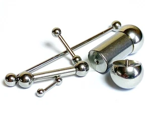Internally Threaded Barbells Tongue, Nipple Rings 14g thru 00g Piercing Jewelry - Picture 1 of 4