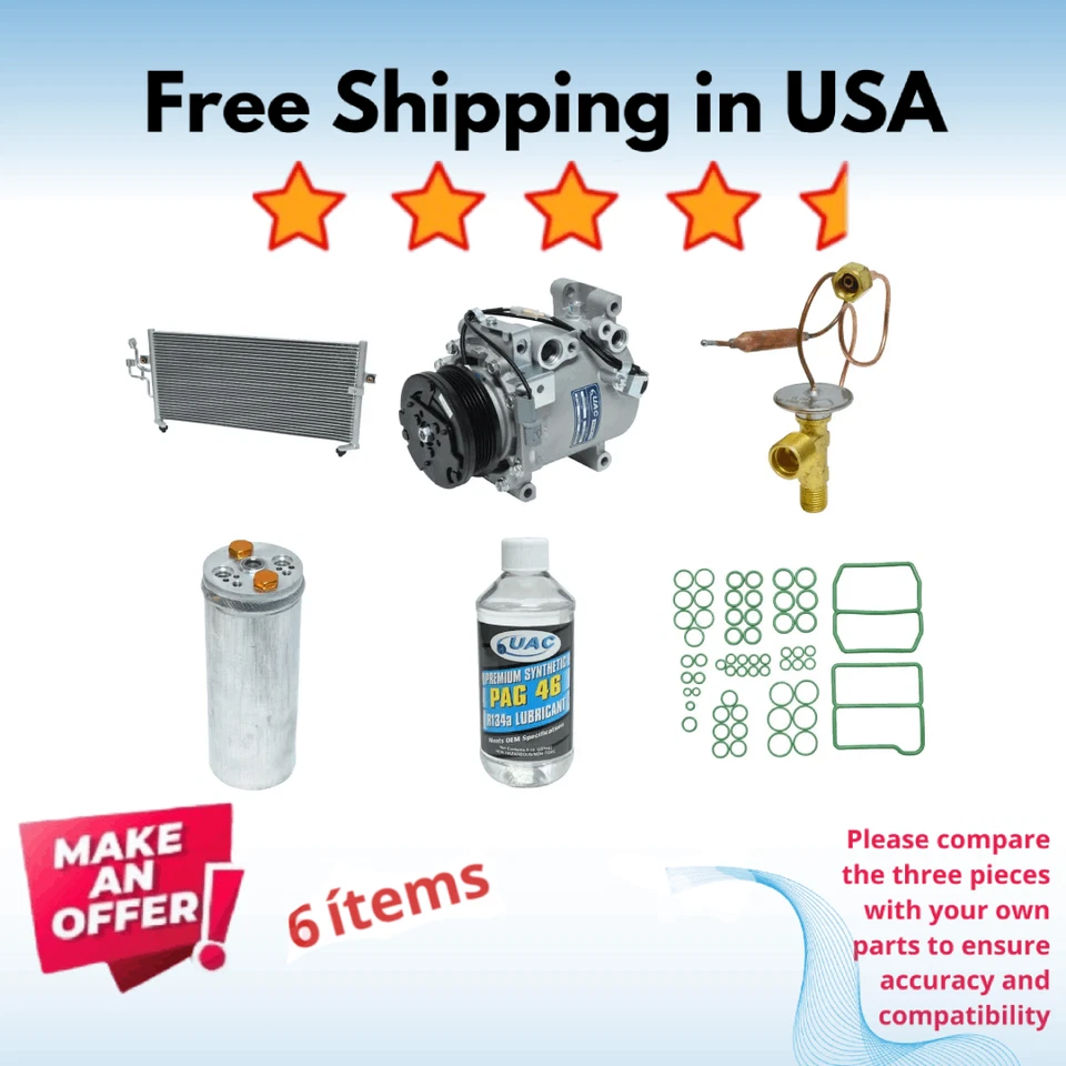 Compresor, condensador y válvula aire acondicionado apto para Mitsubishi Mirage 2000-2002 Foto 1 de 4