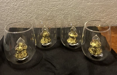 全新带标签 ANTHROPOLOGIE YULETIDE STEMLESS GLITTER 4 件套葡萄酒玻璃 — 第 1/3 张图片