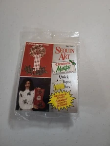 Vintage 80s Sequin Art Kit Christmas Motifs Candle Grandmacore Crafts - Picture 1 of 4