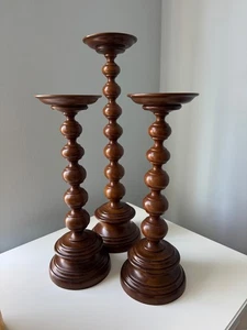 3er Set Restaurationsbeschläge Holz Kerzenständer Halter Stäule 22”, 17” & 17” - Bild 1 von 9