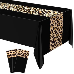 Leopard Print Tablecloth 54 x 108'' Leopard Plastic Table Cover Disposable Sa... - Bild 1 von 6