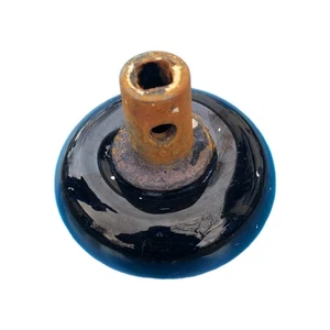 Vintage EINZELNE schwarze Porzellan Türklinke Bergung Türbeschlag FESTGESTECKTE SPINDEL - Bild 1 von 10