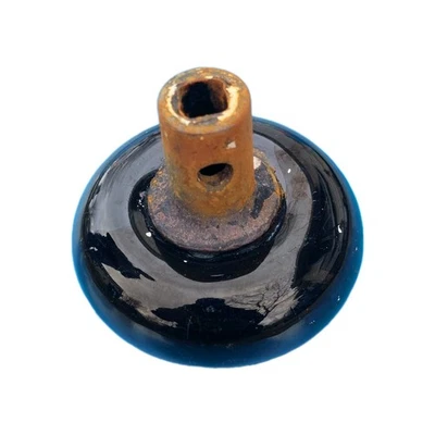 ÚNICO pomo de puerta de porcelana negro vintage herrajes para puertas de salvamento HUSILLO PEGADO Foto 1 de 4