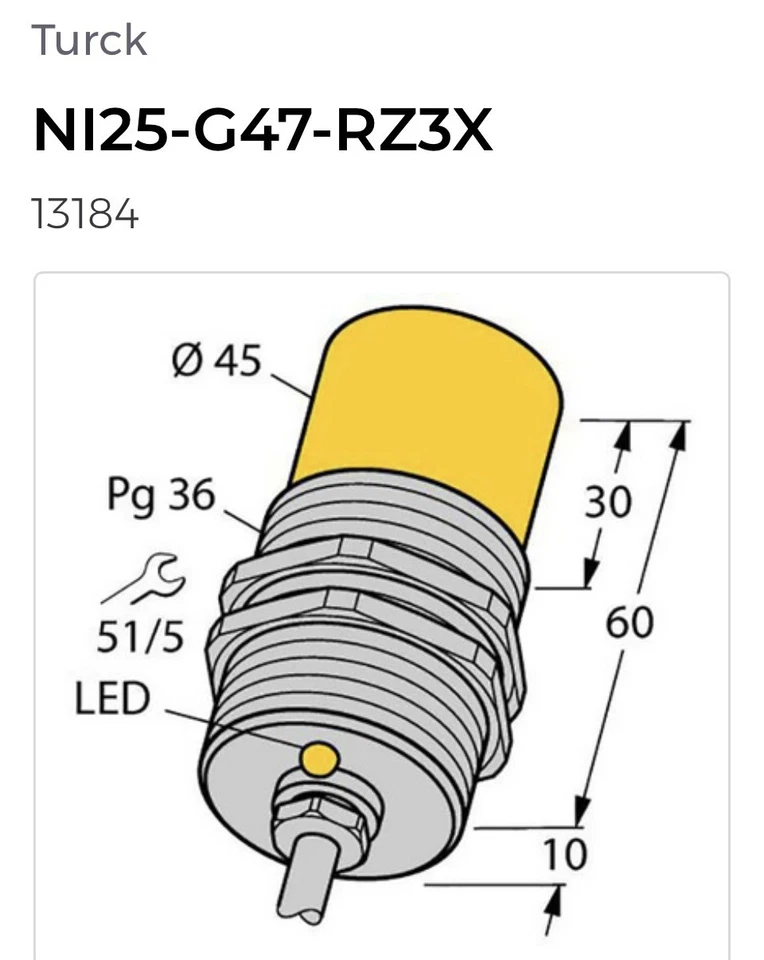 TURCK Ni25-G47-RZ3X 13184 non-embeddable inductive proximity sensor Retail $440 - Image 1 of 4