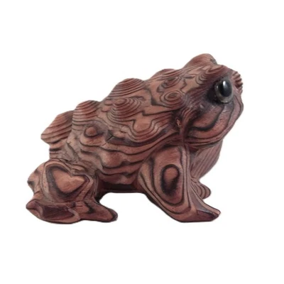 Vtg Japanese Cryptomeria Sugi Frog Figurine Hand Carved Cedar Wood Toad Mini - Image 1 of 4