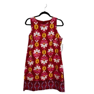 NWT London Times Pink Yellow Floral Sleeveless Crewneck Shift Dress Womens 12 - Picture 1 of 7
